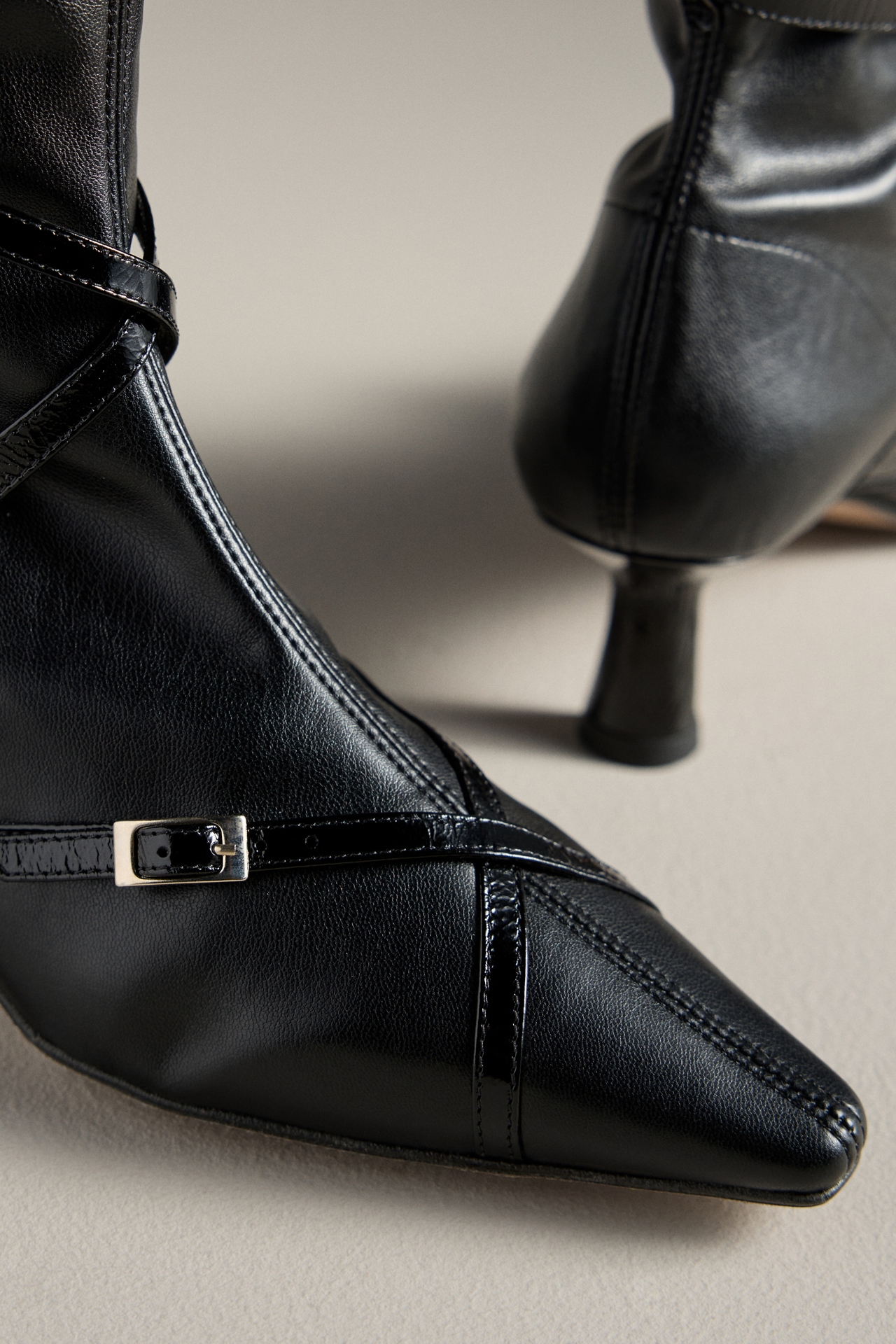 By Anthropologie Strappy Stretch Kitten-Heel Ankle Boots