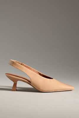 Maeve Snip-toe Slingback Kitten Heels In Sand