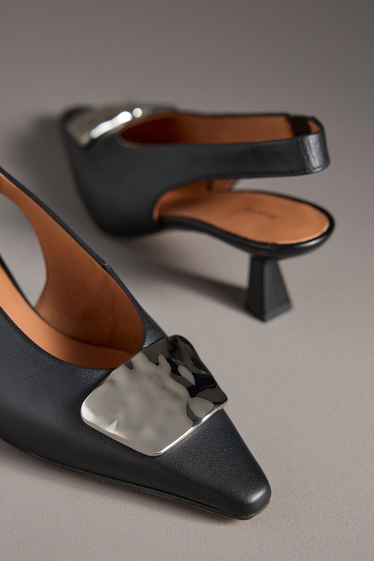 Maeve Hardware Snip-Toe Slingback Kitten Heels