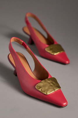 Maeve Hardware Snip-toe Slingback Kitten Heels In Red