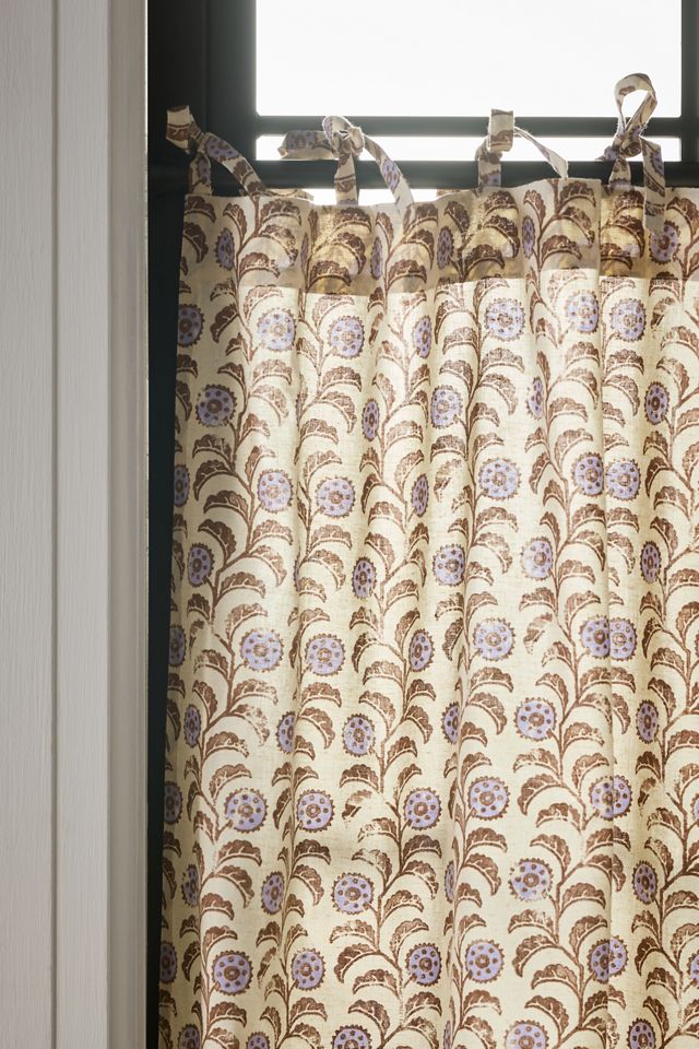 Leora Printed Cotton Tie-Top Floral Café Curtains, Set of 2 #1