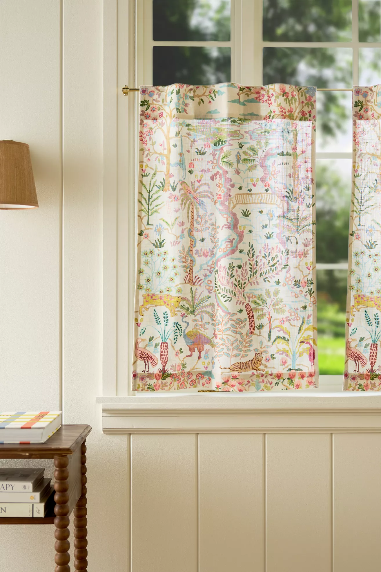 Organic Cotton Tales Menagerie Printed Café Curtain, Set of 2