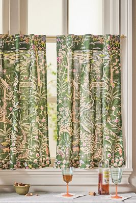 Organic Cotton Tales Menagerie Printed Café Curtain, Set of 2