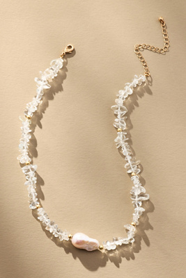 By Anthropologie Rock Crystal Pearl Necklace