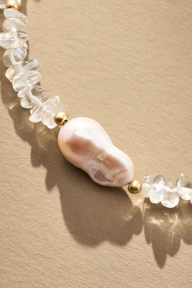 Rock Crystal Pearl Necklace #1