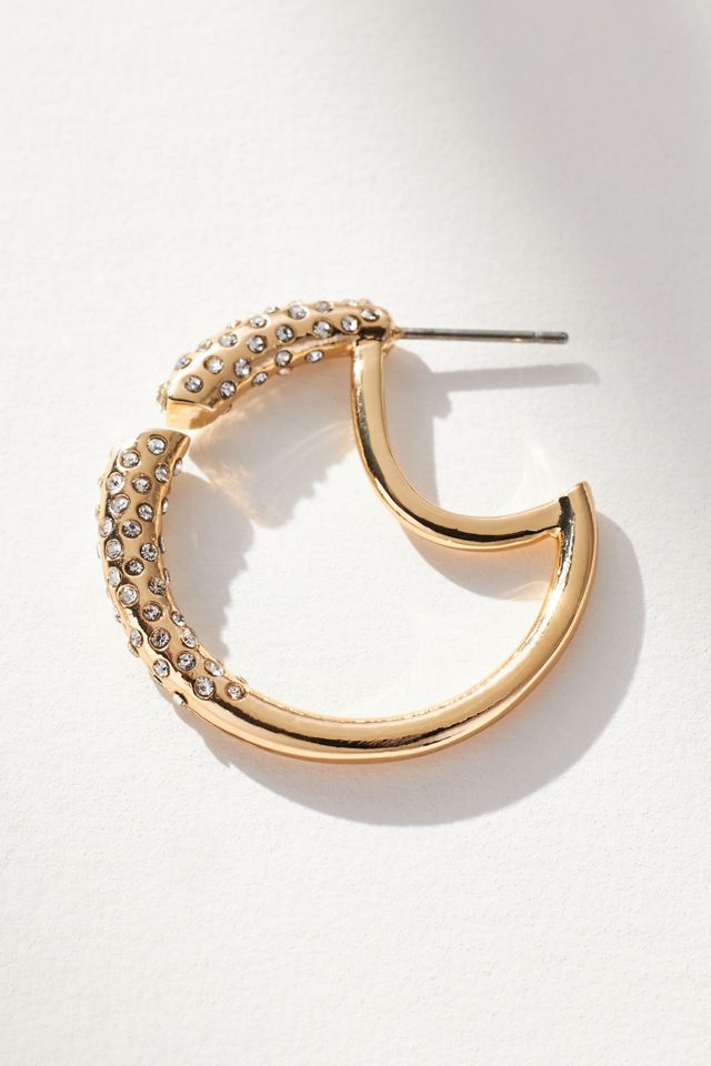 Pavé Crescent Hoop Earrings #2