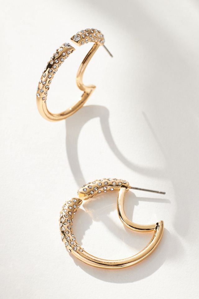 Pavé Crescent Hoop Earrings #1