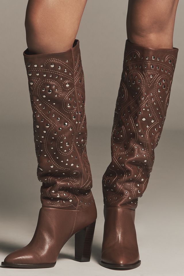 By Anthropologie Tall Studded Western Boots #1