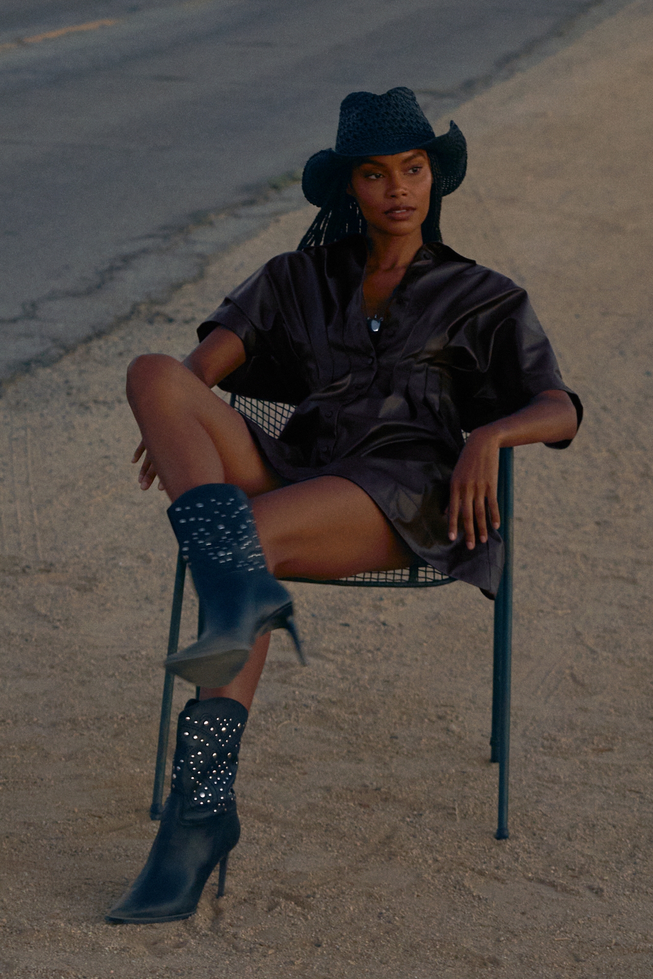 By Anthropologie Studded High-Heel Western Ankle Boots