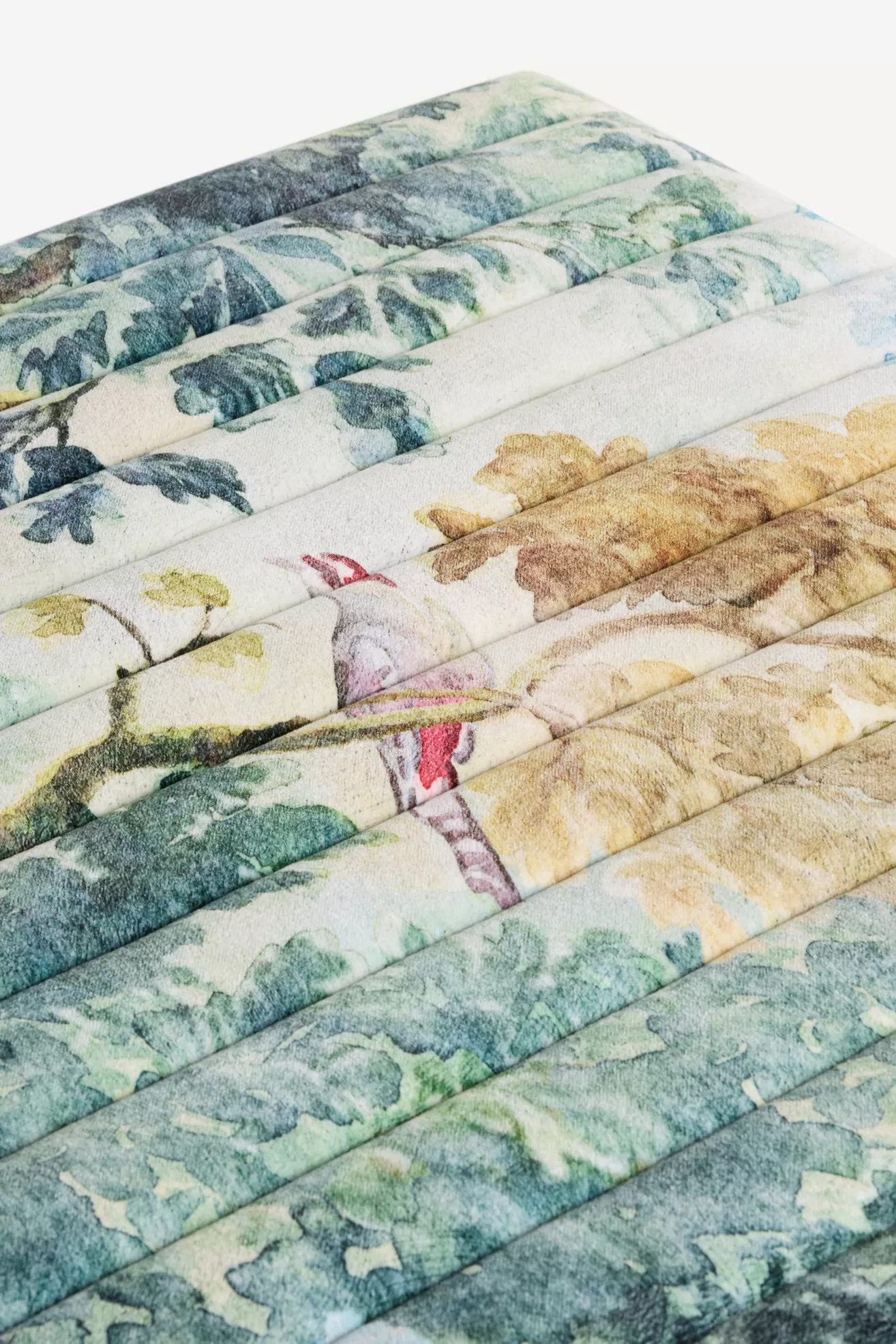 Close-up detailing of the upholstery pattern with layered stitched sections
