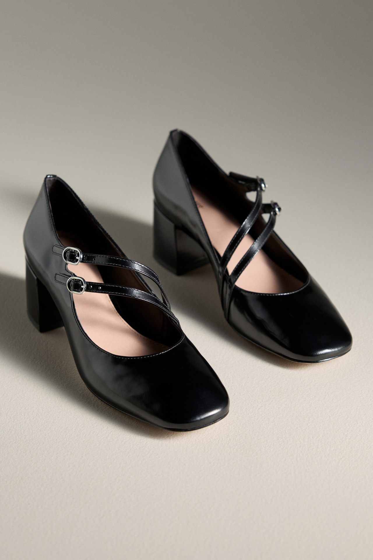 Maeve Asymmetric Strap Block-Heel Mary Janes