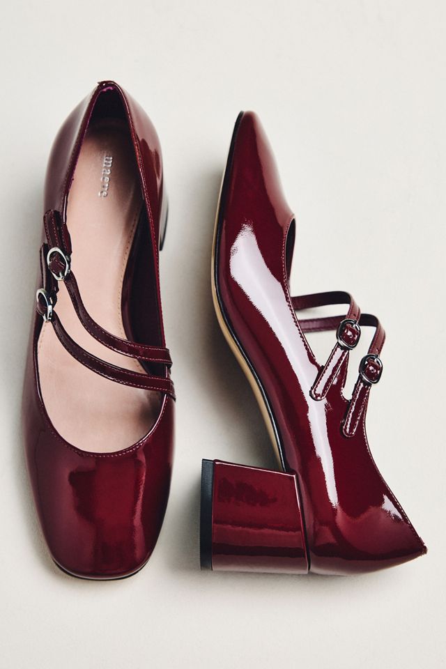 Maeve Asymmetric Strap Block-Heel Mary Janes