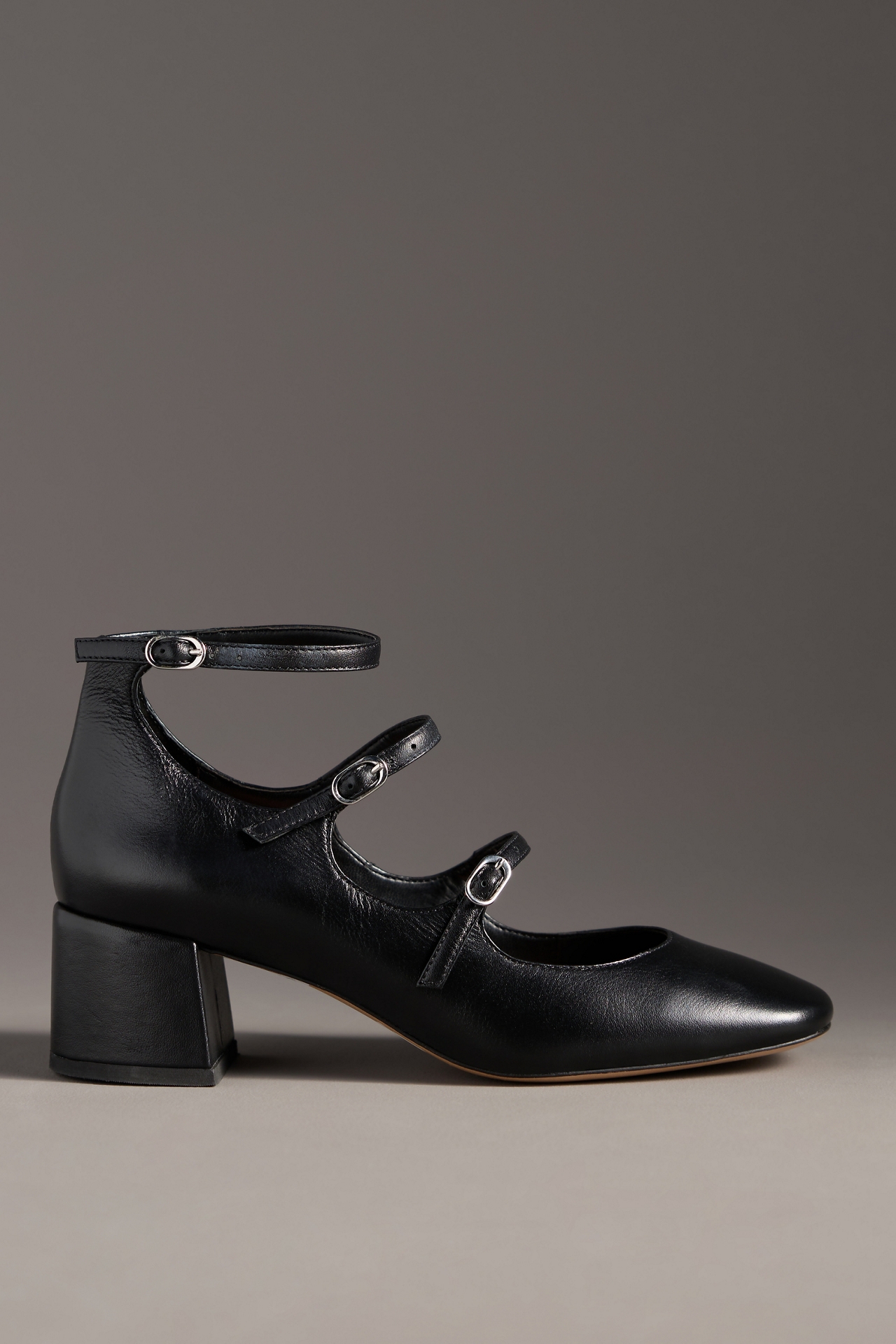 Maeve Triple-Strap Block-Heel Mary Janes