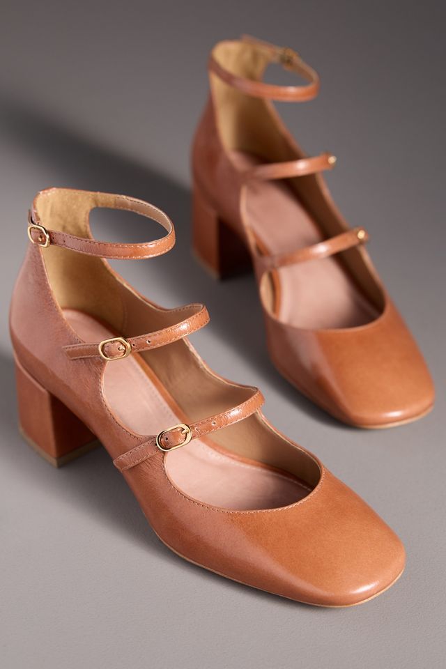 Maeve Triple-Strap Block-Heel Mary Janes #1