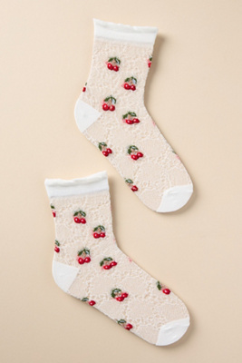 Samantha Cherry Icon Sheer Ankle Socks