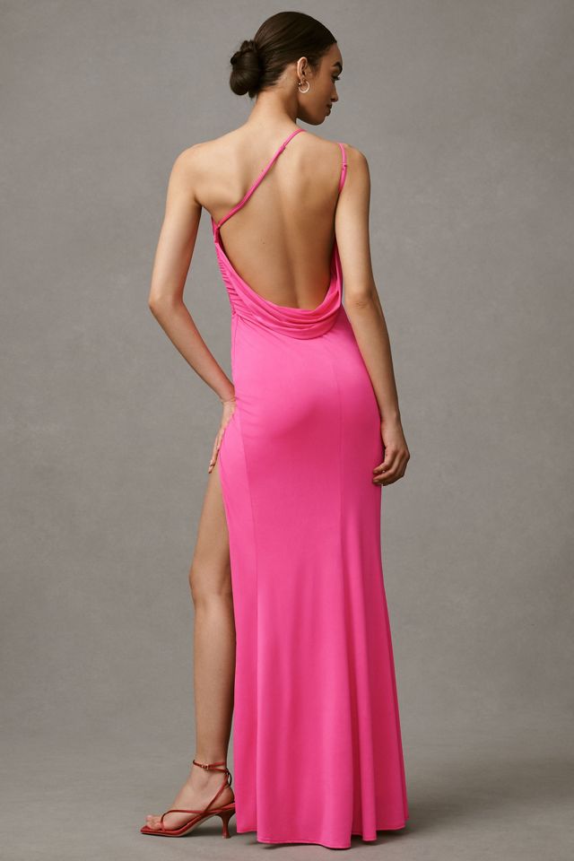 Katie May Rosalind One-Shoulder Ruched Crisscross-Back Column Maxi Dress #1