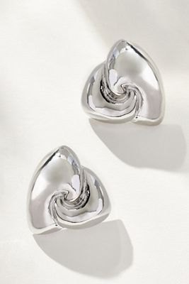 By Anthropologie Puffed Wavy Triangle Post Earrings In Silver