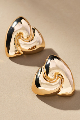 By Anthropologie Puffed Wavy Triangle Post Earrings In Gold