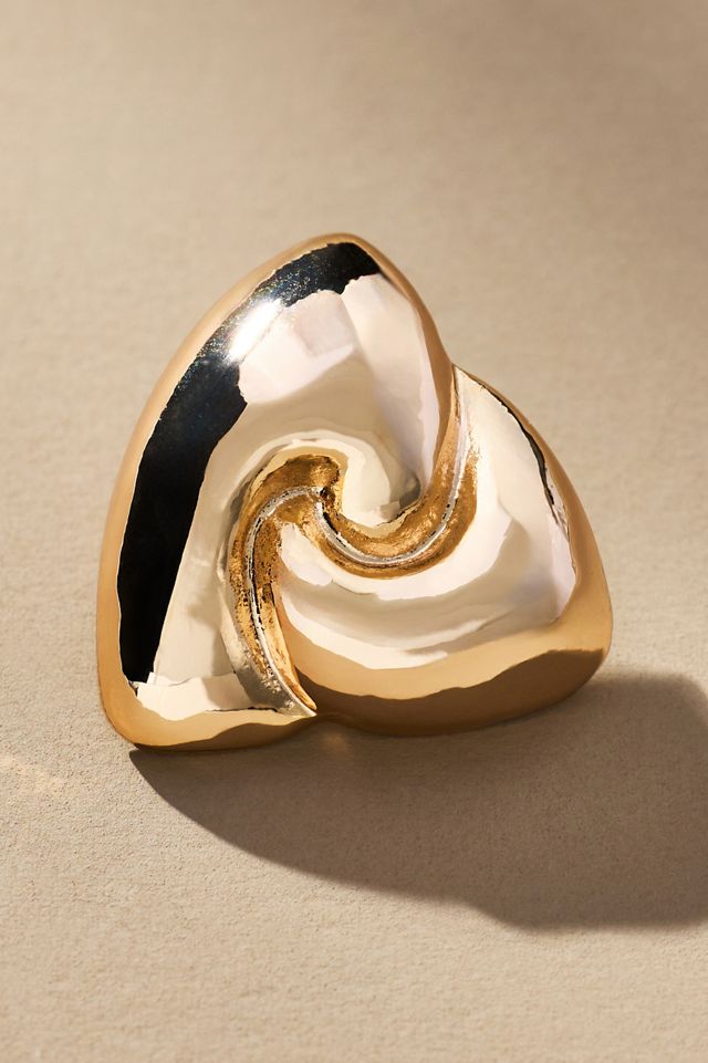 Puffed Wavy Triangle Post Earrings #1