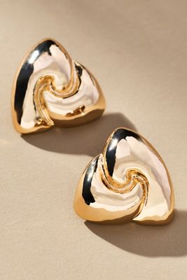 Puffed Wavy Triangle Post Earrings