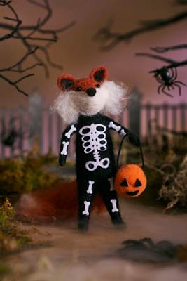 Terrain Spooky Skeleton Fox Felt Critter In Multi