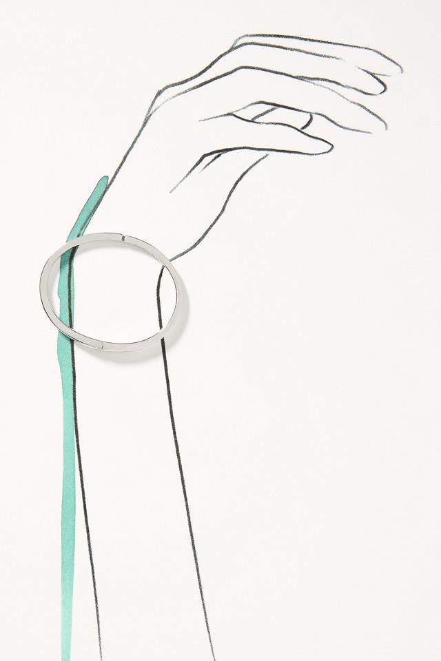 NADRI Half Pavé Crystal Hinged Oval Bangle Bracelet #2