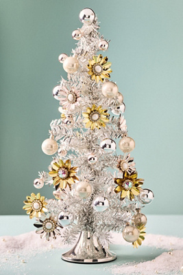 Anthropologie Tinsel Tree Decorative Object In White