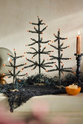 Terrain Spooky Tinsel Trees, Set Of 3