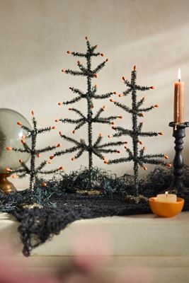 Spooky Tinsel Trees, Set of 3