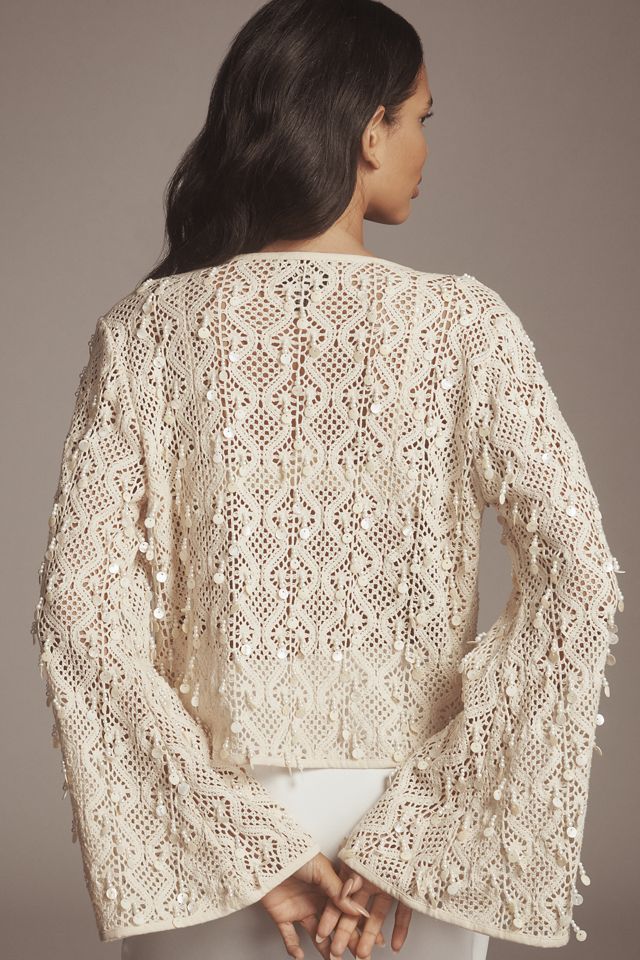 Ollari Shell-Embellished Cardigan Sweater #1