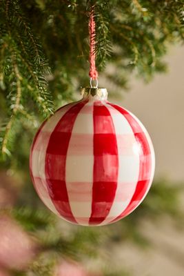 Gingham Glass Globe Ornament