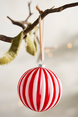 Terrain Peppermint Candy Ball Glass Ornament In Red