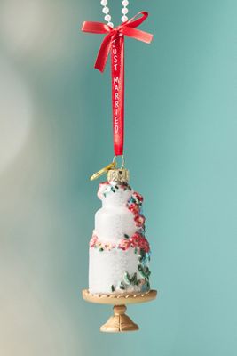 Just Married Glass Ornament