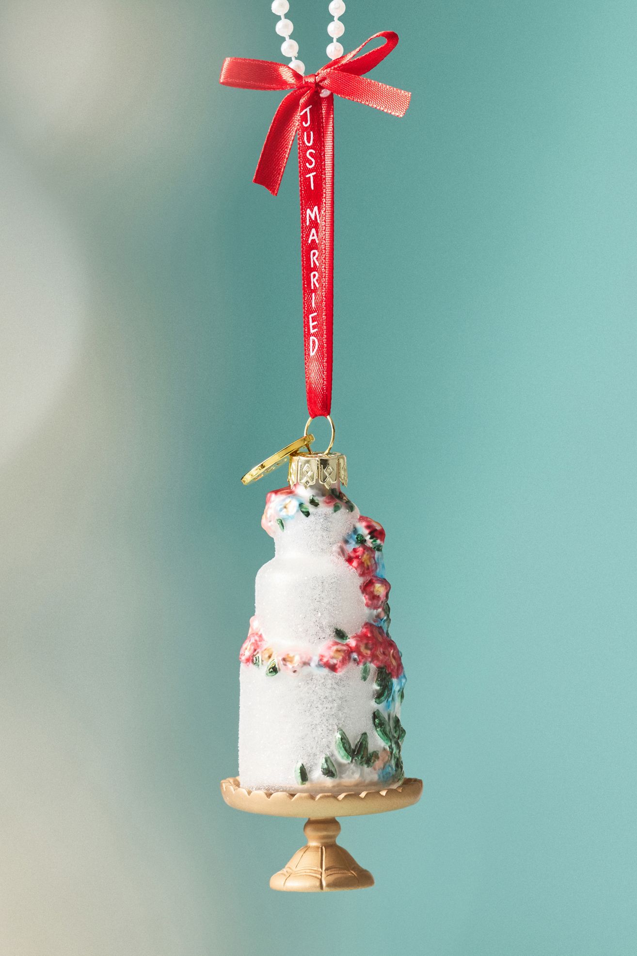 Just Married Glass Ornament - Cake, Standard, One Size