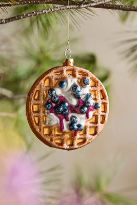 Blueberry Waffle Glass Ornament