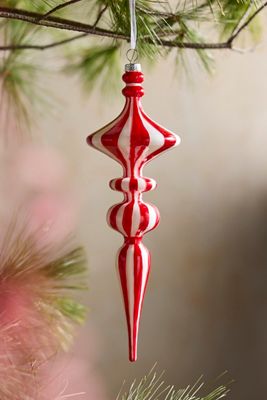 Peppermint Finial Glass Ornament