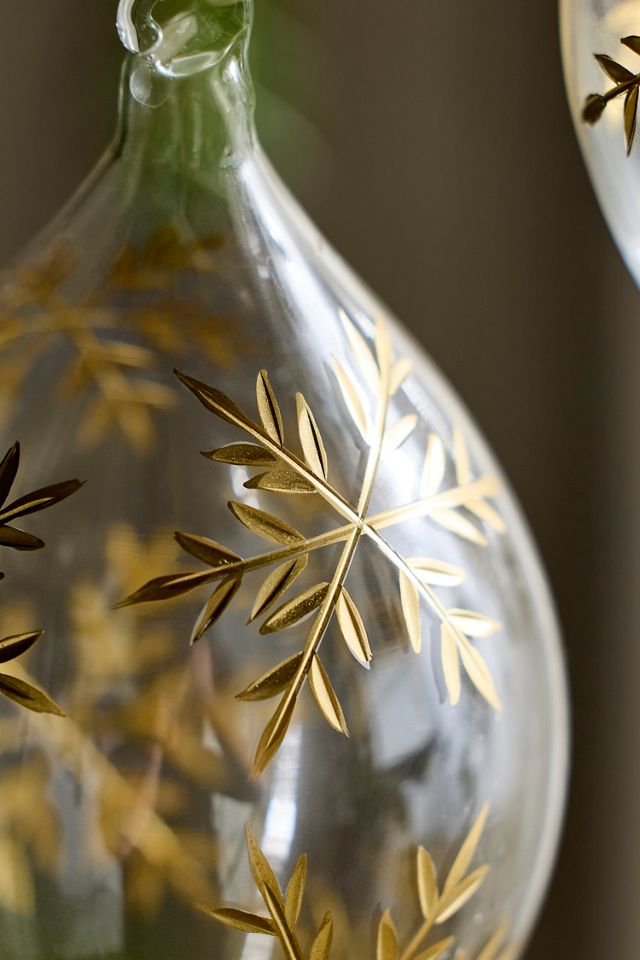 Etched Snowflake Glass Droplet Ornaments, Set of 2 #1
