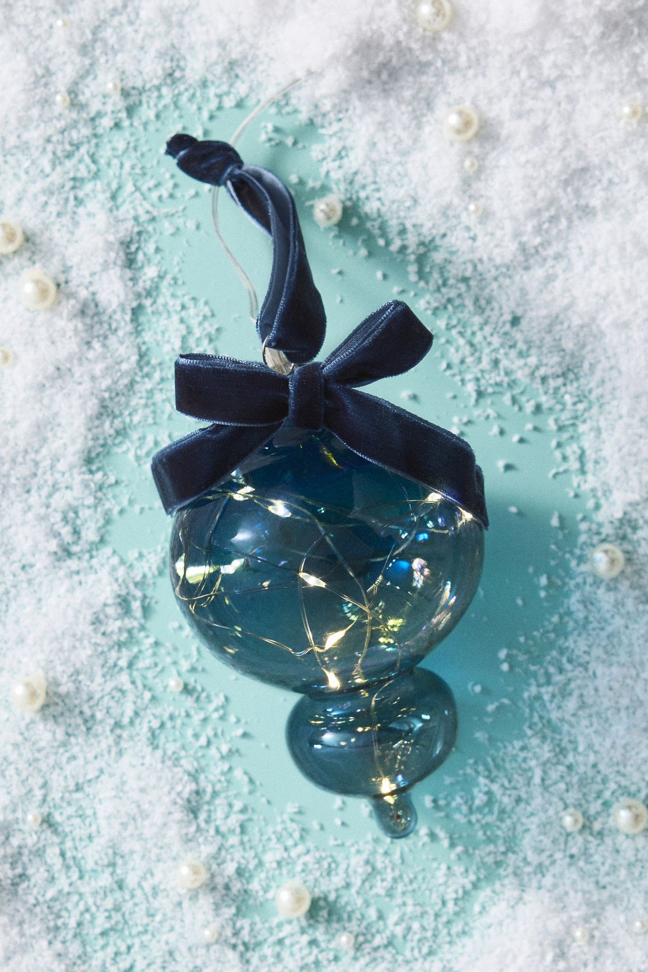 Stellar Glass Light-Up Ornament - Blue - Small, Assorted