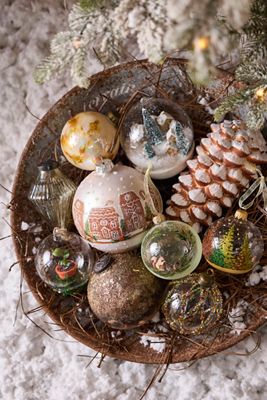 Snowy Pinecone Glass Ornament