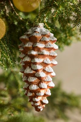 Snowy Pinecone Glass Ornament