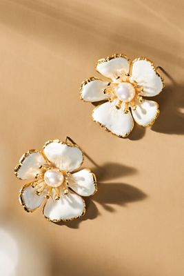 The Pink Reef Small Handpainted Floral Earrings