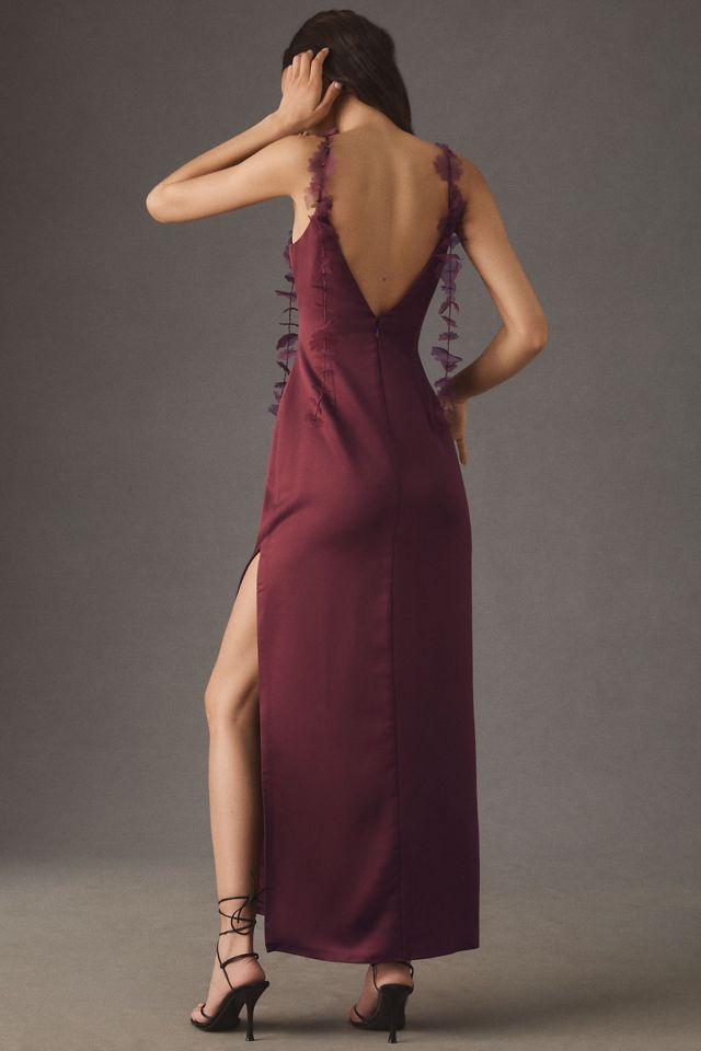 BHLDN Arabella Tendril-Sleeve Satin Maxi Dress #1
