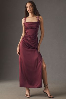 The Gracie Cowl-Neck Satin Slip Maxi Dress