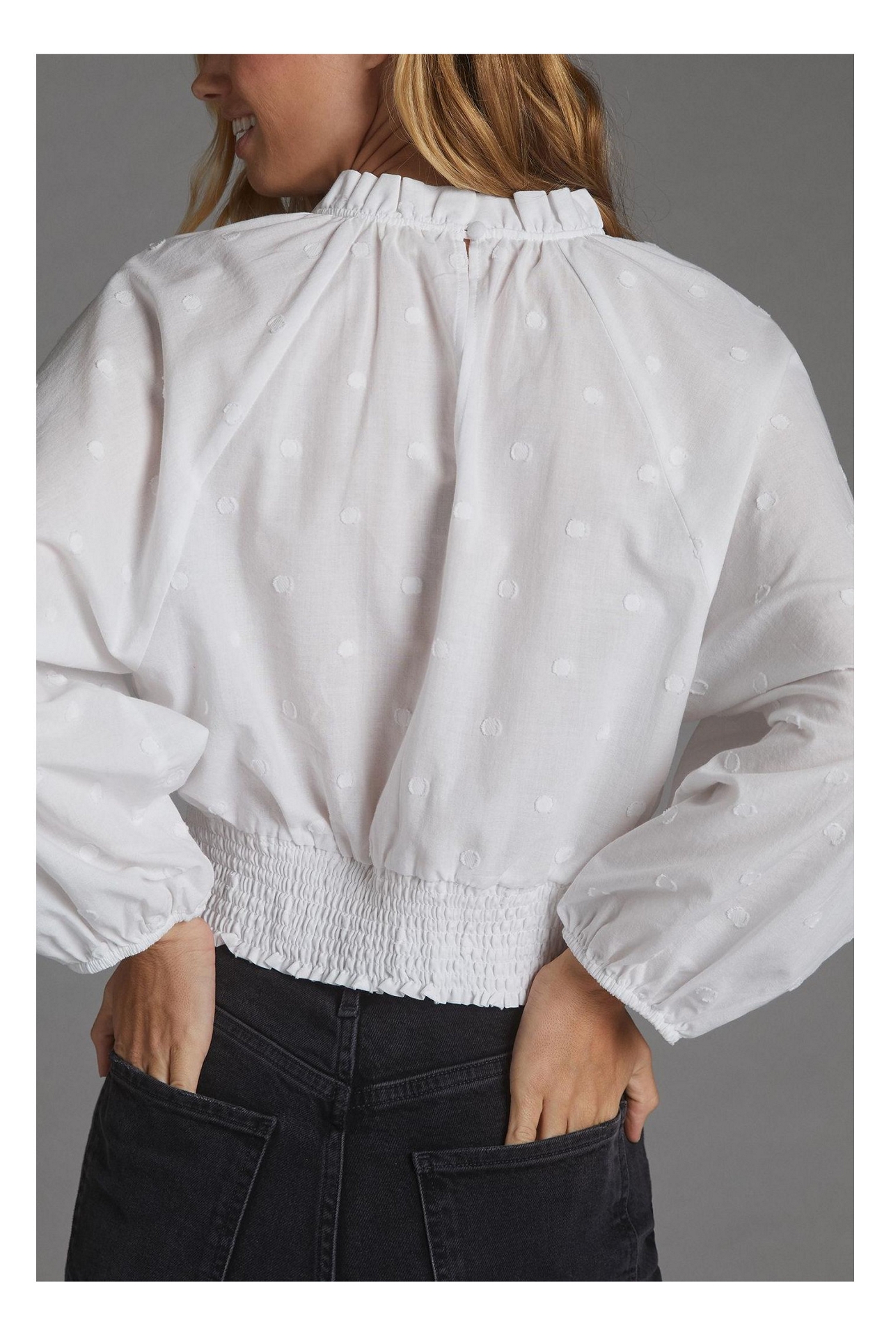 Maeve Polka Dot Puff-Sleeved Blouse
