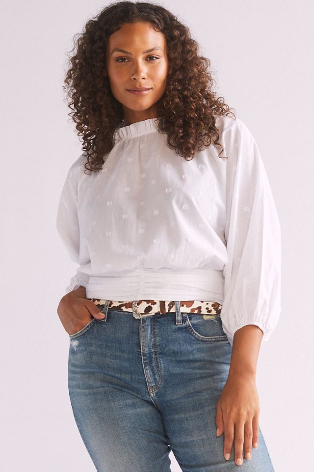 Maeve Polka Dot Puff-Sleeved Blouse #3