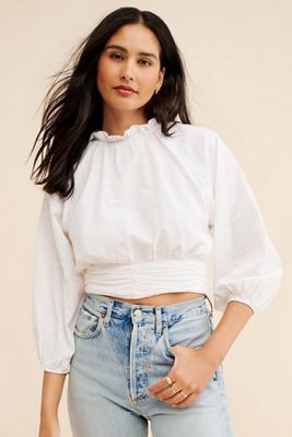 Maeve Polka Dot Puff-Sleeved Blouse