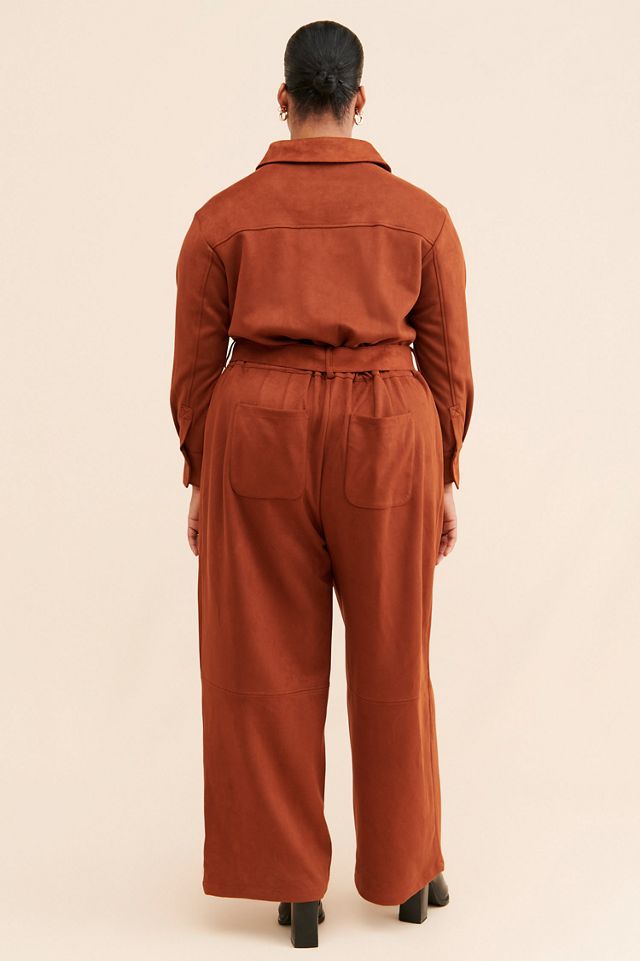 Eloquii Wide Leg Faux Suede Jumpsuit #1