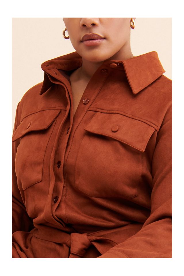 Eloquii Wide Leg Faux Suede Jumpsuit #2