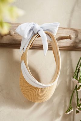 Eugenia Kim Arabella Scarf Wide-Brim Straw Sunhat Visor  display picture 3