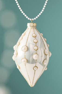 Anthropologie Pearl Embellished Ornament In White